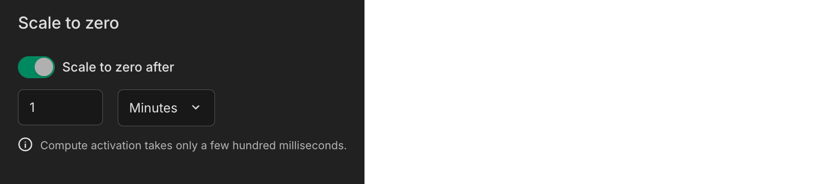 Scale to zero control on the Edit compute page